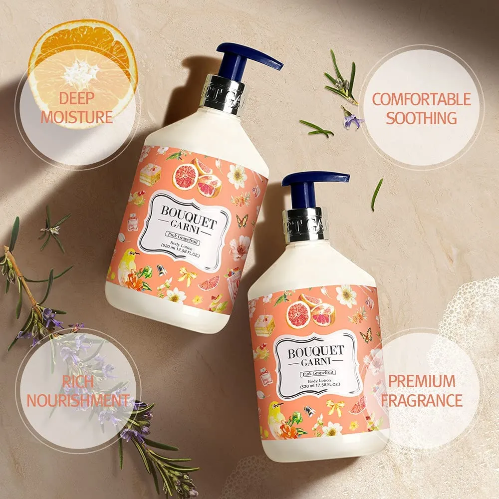 Bouquet Garni Body Lotion Pink Grapefruit Fragrance - Long-lasting Moisture & Fragrance, Non Sticky Texture (Containing Shea Butter Rich in Vitamin A, C, E) - 17.6 oz