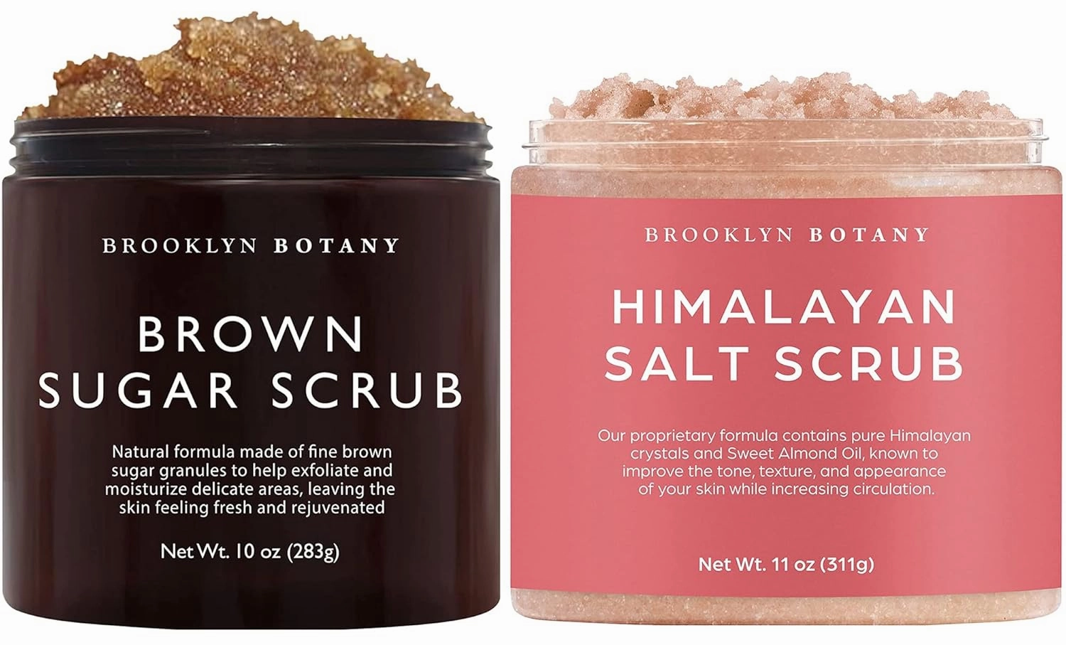 Brooklyn Botany Himalayan Salt & Brown Sugar Body Scrub - Natural Exfoliator & Moisturizer - Anti Cellulite Scrub for Stretch Marks & Veins - Gift for Women - 10 oz