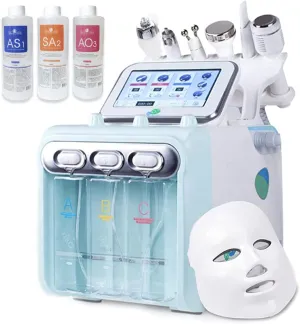 BRÜUN Hydrogen-Oxygen Facial Machine – A 7 in 1 Multifunctional Hydra Face Care Device for Skin Moisturizing – A Vacuum Cleaning Jet for Home and Beauty Salon