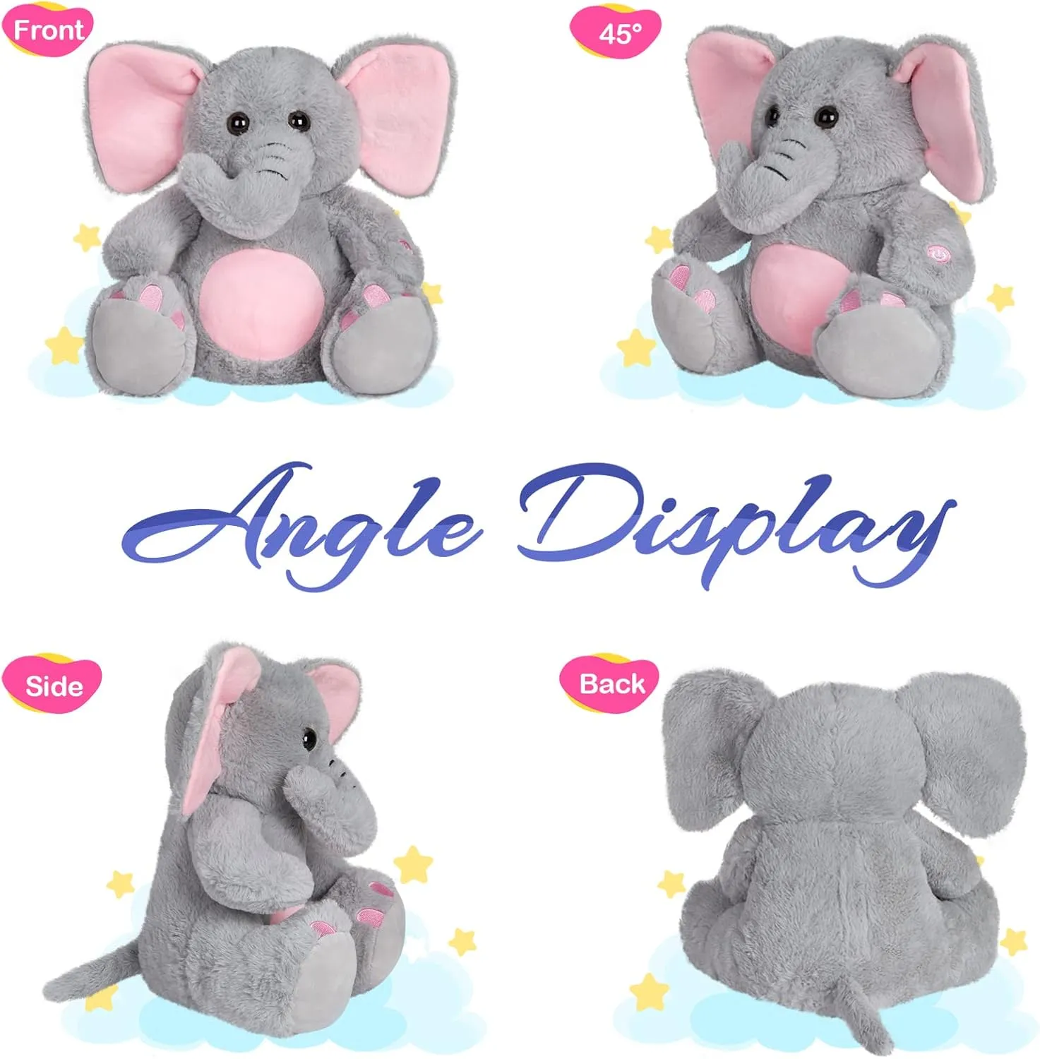 BSTAOFY 13'' Light up Elephant Stuffed Animals Glow LED Elephant Soft Plush Toys Night Light Companion Birthday Christmas for Kids Boys Girls