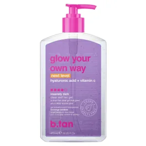 b.tan Insanely Dark Clear Self Tan Gel | Glow Your Own Way Next Level - Best, Transfer-Resistant Sunless Tanning Lotion, Ultra Quick Bronze, No Fake Tanner Smell, 16 Fl Oz