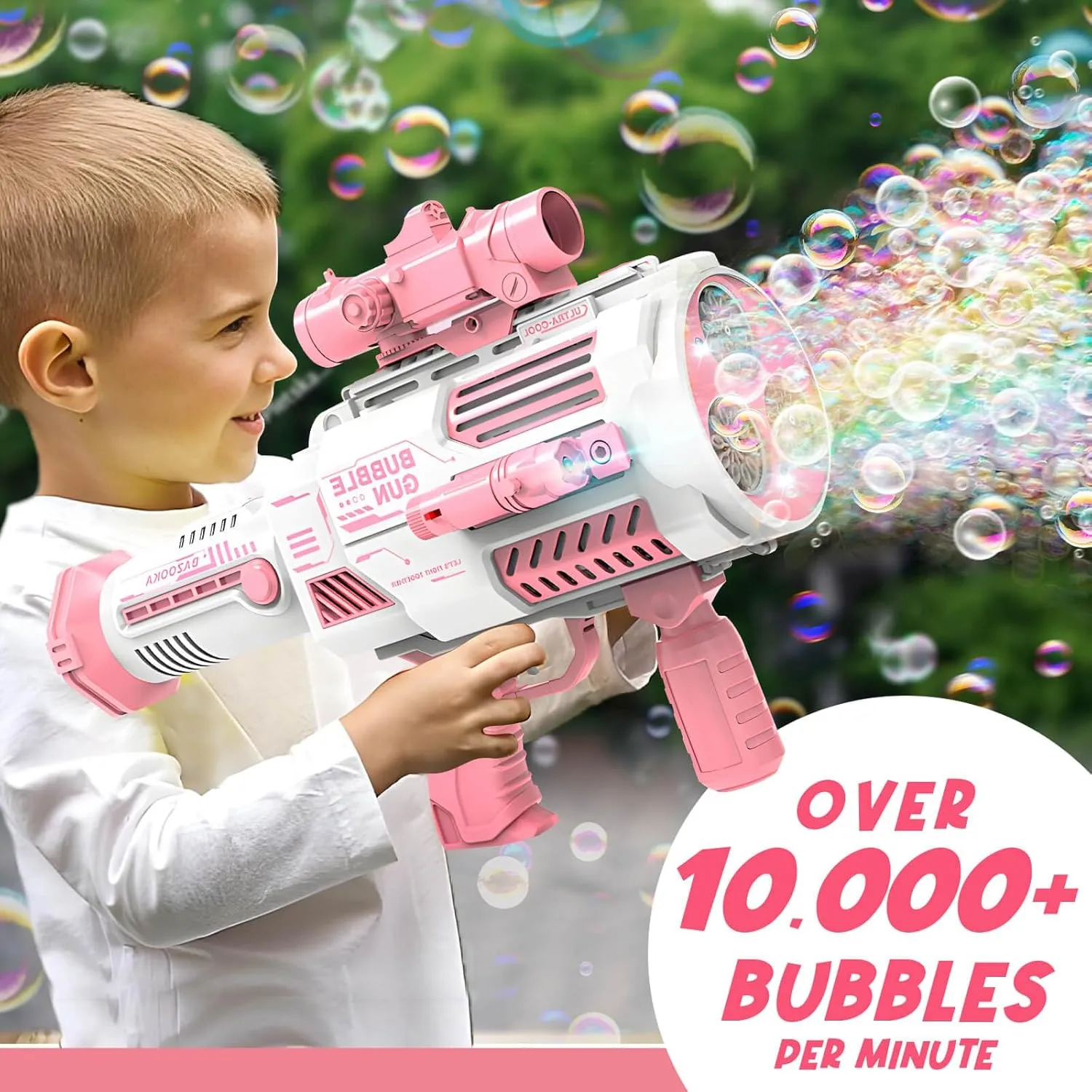 Bubble Machine Toys for Kids 4-6: Automatic Bubble Machine Rechargeable Bubble Guns for Kids Ages 4-8 Party Favors for Kids Outdoor Toys Birthday Gifts for 3 4 5 6 7 8 Years Old Boy, Pink