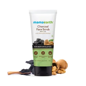 Charcoal Face Scrub for Oily and Normal skin, with Charcoal and Walnut for Deep Exfoliation - 100g