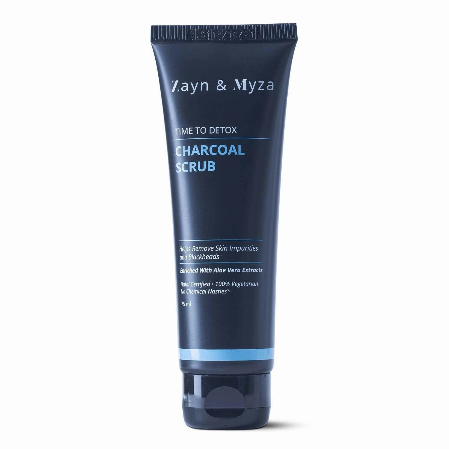 Charcoal Face Scrub for Men & Women Reduce Blackheads & Impurities, Reduce Uneven Skin Tone, Dead Skin & Clog Pores with Aloe vera - 75 ml