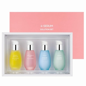 CHARMZONE Oil-in-Serum 4-Solution Set (1.01 fl.oz / 30ml x 4) – Double Moisture, Anti-Wrinkle Pink, Ginkgo Calming, Hydra Moisture Serums for Face