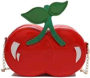 Cherry Shape Crossbody Bag Fun Shape Purse Novelty Handbag for Women PU Leather