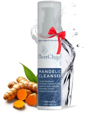 Clear Choice Mandelic Acid Face Cleanser 6.7oz – Gentle Exfoliating Gel with Turmeric & Enzymes for Acne, Fine Lines, and Pigmentation – Deep Cleansing, Non-Irritating, Suitable for All Skin Types