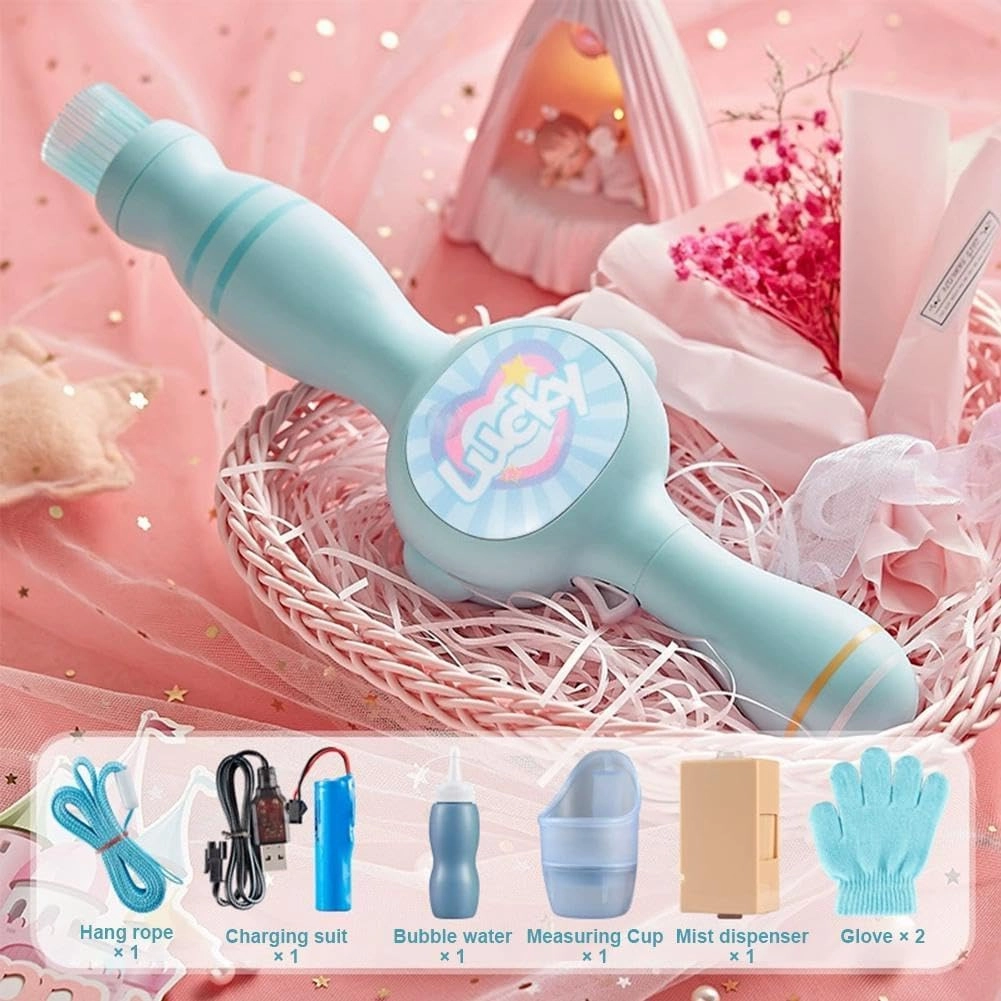 Colorful Smoke Bubble Machine & Elastic Bubble Fog Wand – Elastic Magic Interactive Fog Smoke Bubble Makers Machine with Elastic Smoke Effect for Party, Fun Gift for Age 18  (Blue (with Liquid))
