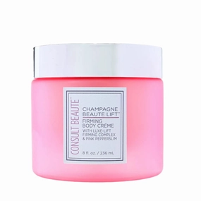 Consult Beaute Champagne Lift Hydrating Firming Body Cream with Pink Pepperslim for Crepey Skin Moisturizer Tightens, Tones & Hydrates Dry Skin on Arms & Legs - 8 oz.