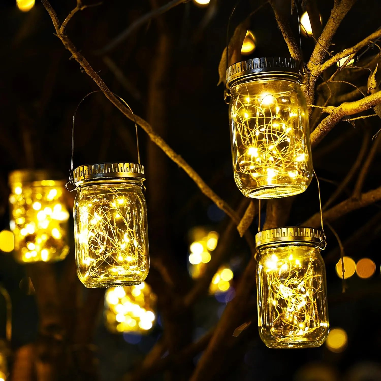 Cooo 12 Pack Upgraded Crystal Glass Solar Mason Jar Lights 30 LED Outdoor Lanterns 215% Larger Solar Panel, Anti-Rust Waterproof Lid（Just a Little More,Get Double The Delight-12 Sets Warm White）