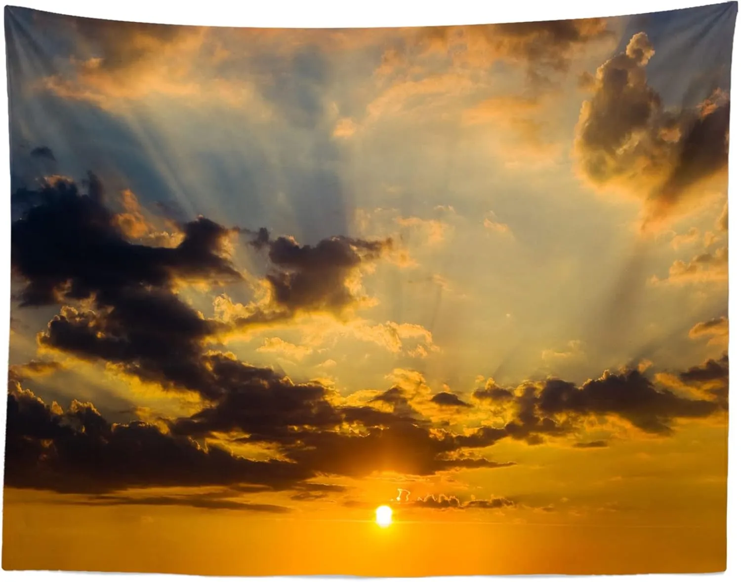 CORFOTO 8x6ft Fabric Cloudy Sunrise Sky Backdrop Glowing Clouds Dusk Sunset Sunlight Photography Background Dark Clouds Nature Scenery Photo Backdrop for Kids Adults Children Portraits Studio Props