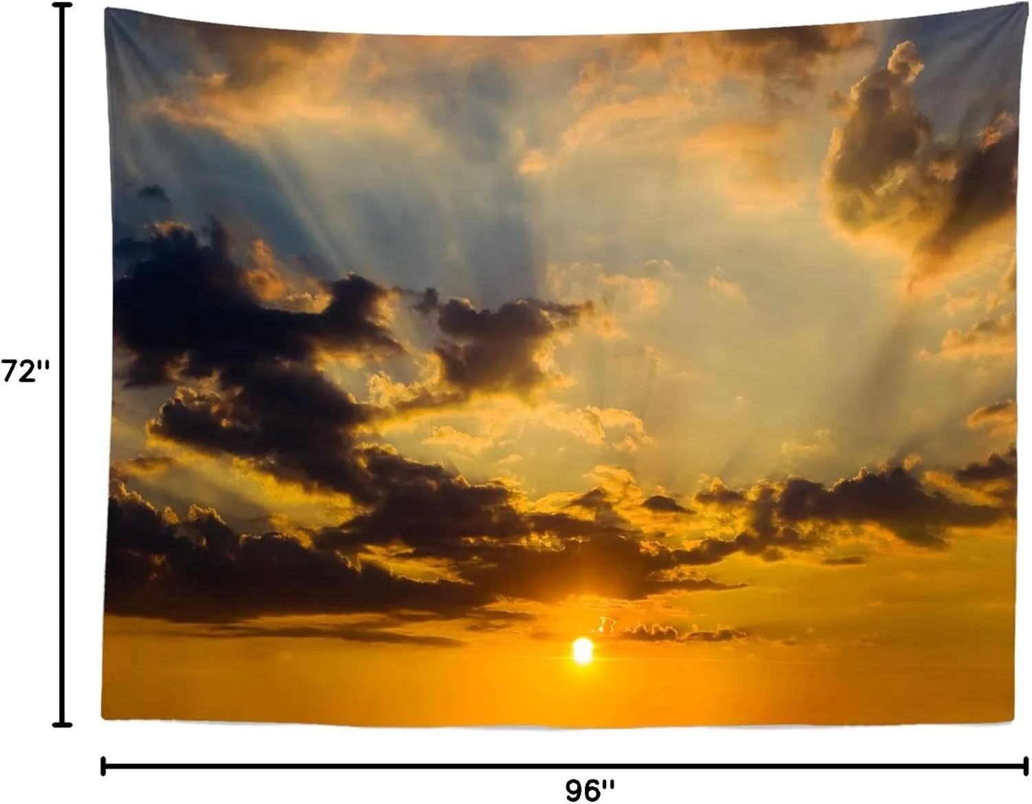CORFOTO 8x6ft Fabric Cloudy Sunrise Sky Backdrop Glowing Clouds Dusk Sunset Sunlight Photography Background Dark Clouds Nature Scenery Photo Backdrop for Kids Adults Children Portraits Studio Props