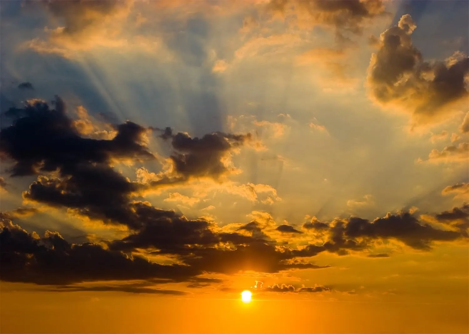 CORFOTO 8x6ft Fabric Cloudy Sunrise Sky Backdrop Glowing Clouds Dusk Sunset Sunlight Photography Background Dark Clouds Nature Scenery Photo Backdrop for Kids Adults Children Portraits Studio Props