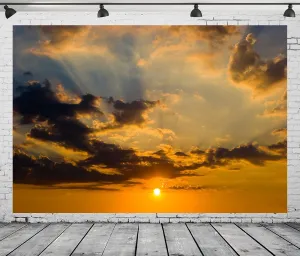 CORFOTO 8x6ft Fabric Cloudy Sunrise Sky Backdrop Glowing Clouds Dusk Sunset Sunlight Photography Background Dark Clouds Nature Scenery Photo Backdrop for Kids Adults Children Portraits Studio Props