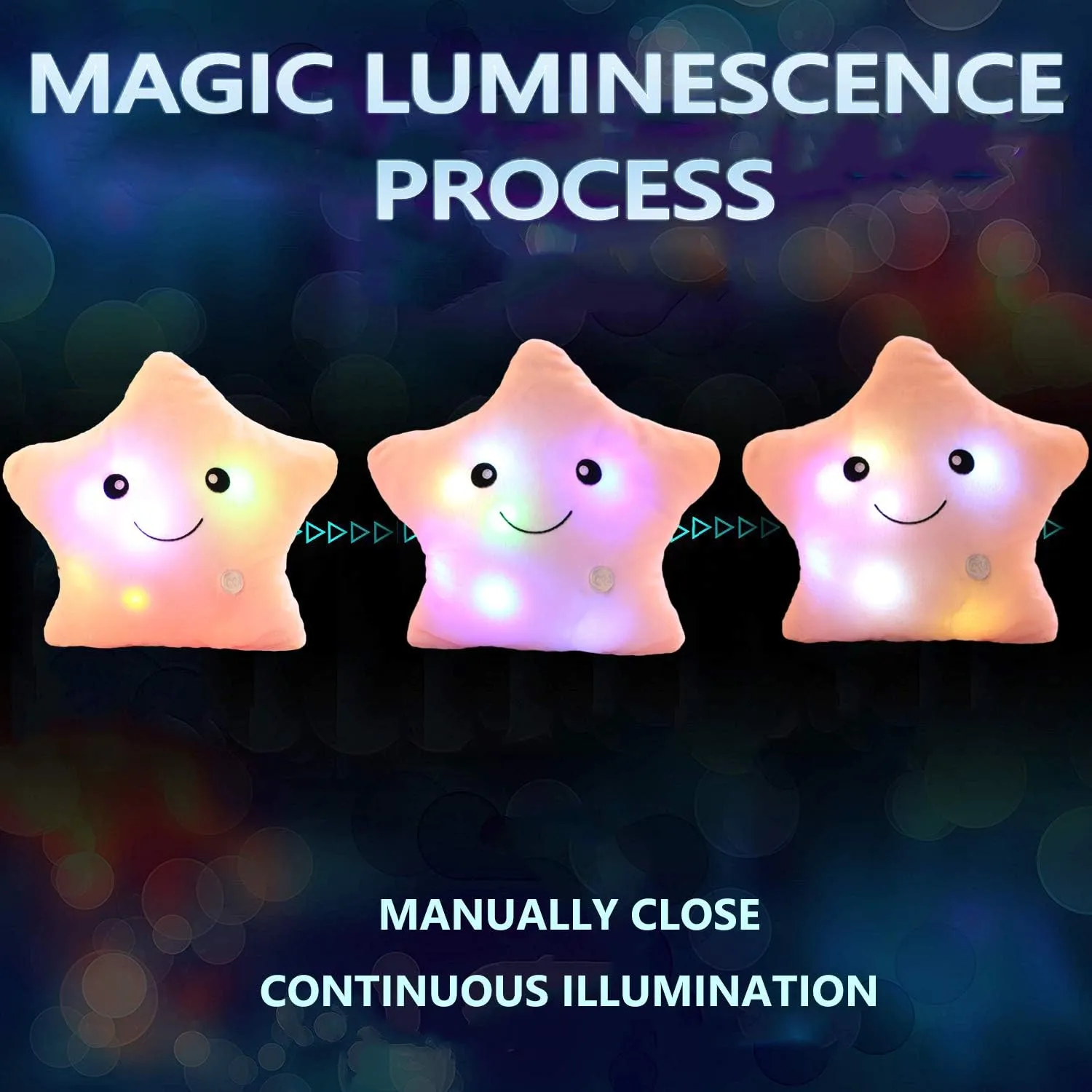 Creative Twinkle Star Shaped Plush Pillow, LED Night Light Glowing Cushions Stuffed Toys Gifts for Kids, Decoration (Pink)