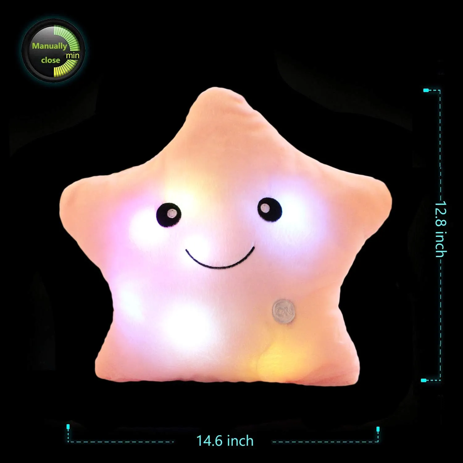 Creative Twinkle Star Shaped Plush Pillow, LED Night Light Glowing Cushions Stuffed Toys Gifts for Kids, Decoration (Pink)