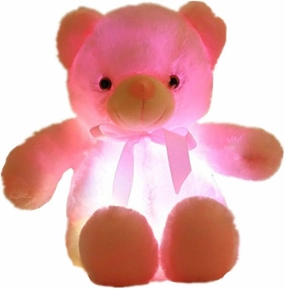 Creative Light Up LED Inductive Teddy Bear Stuffed Animals Plush Toy Colorful Glowing Teddy Bear, 20- Inch(Pink)