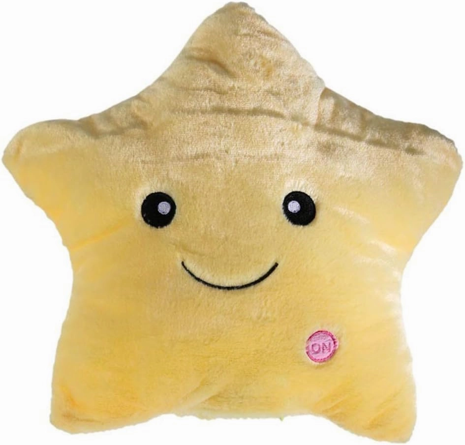 Creative Twinkle Glowing Stars Shape Plush Throw Pillow, LED Night Light Pillow Cushions Stuffed Toys Gifts for Kids, Christmas (Yellow)
