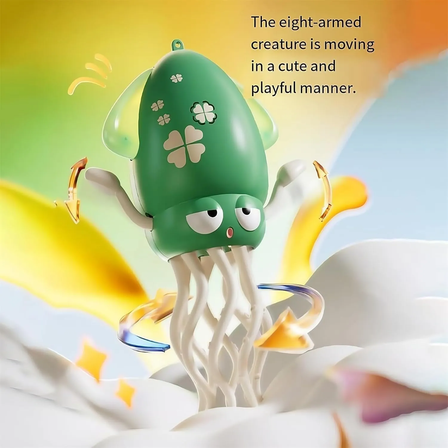 Dancing Octopus Toy, Dancing Squid Toy, Electric Magic Dancing Octopus with Flashing Lights, Rechargeable Crawling Dancing Automatic Squid with Sound for Cat (Pink)