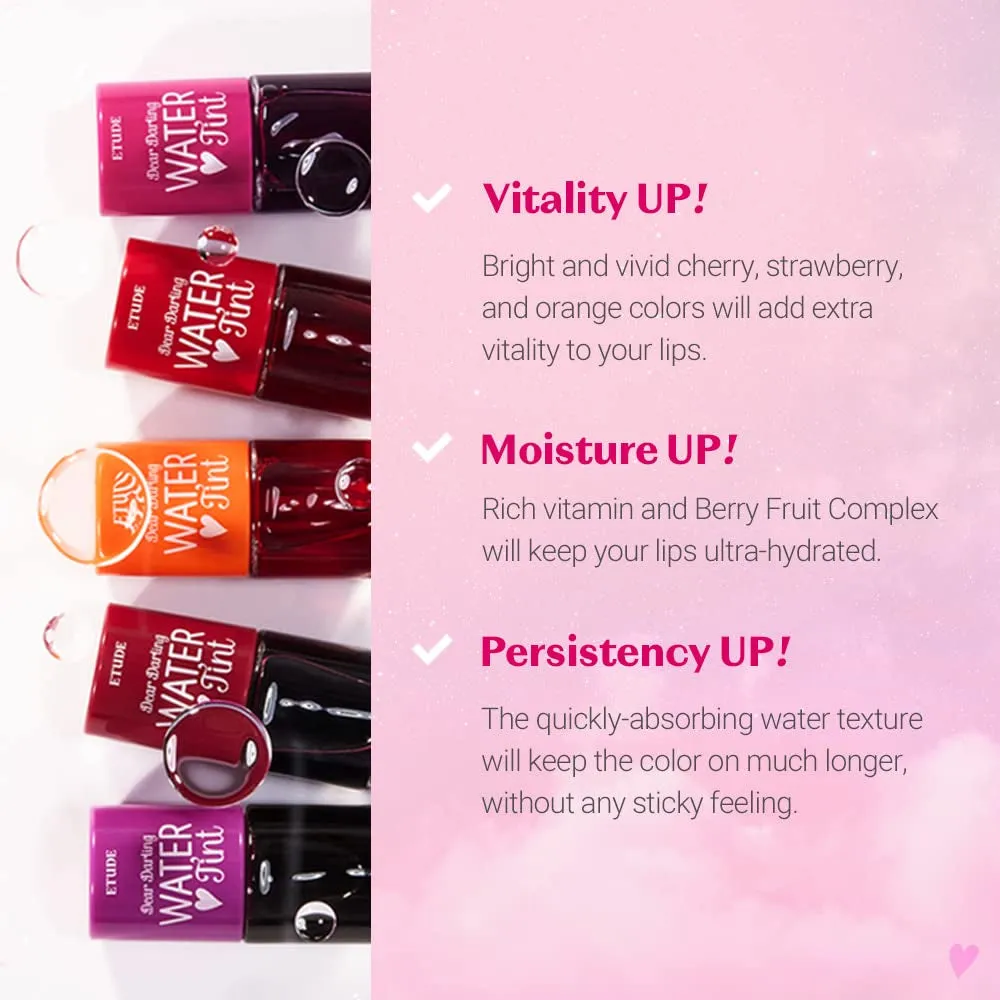 Dear Darling Water Tint - Cherry Ade | Vivid Color Lip Stain with Moisturizing Weightless & Non-Sticky Finish Lip Stain | Smudge-Proof Lip Tint | Korean Makeup, Perfect for Gift