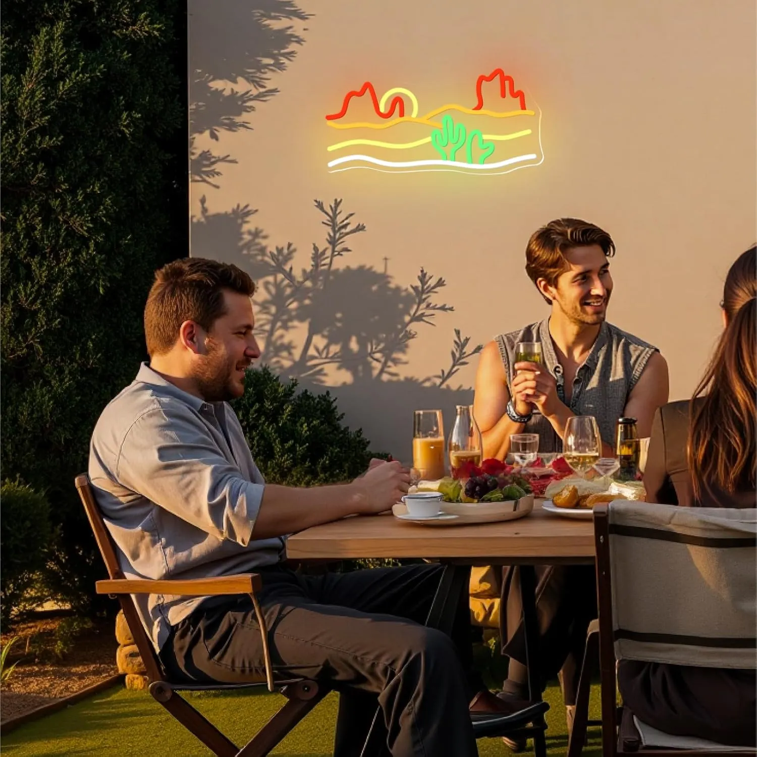 Desert Sunset Neon Sign – 16.5“x 8.3" Southwest View LED Wall Decor for Living Room, Bedroom, or Bar – Vibrant USB Powered Light with Warm Glow, Adjustable Brightness