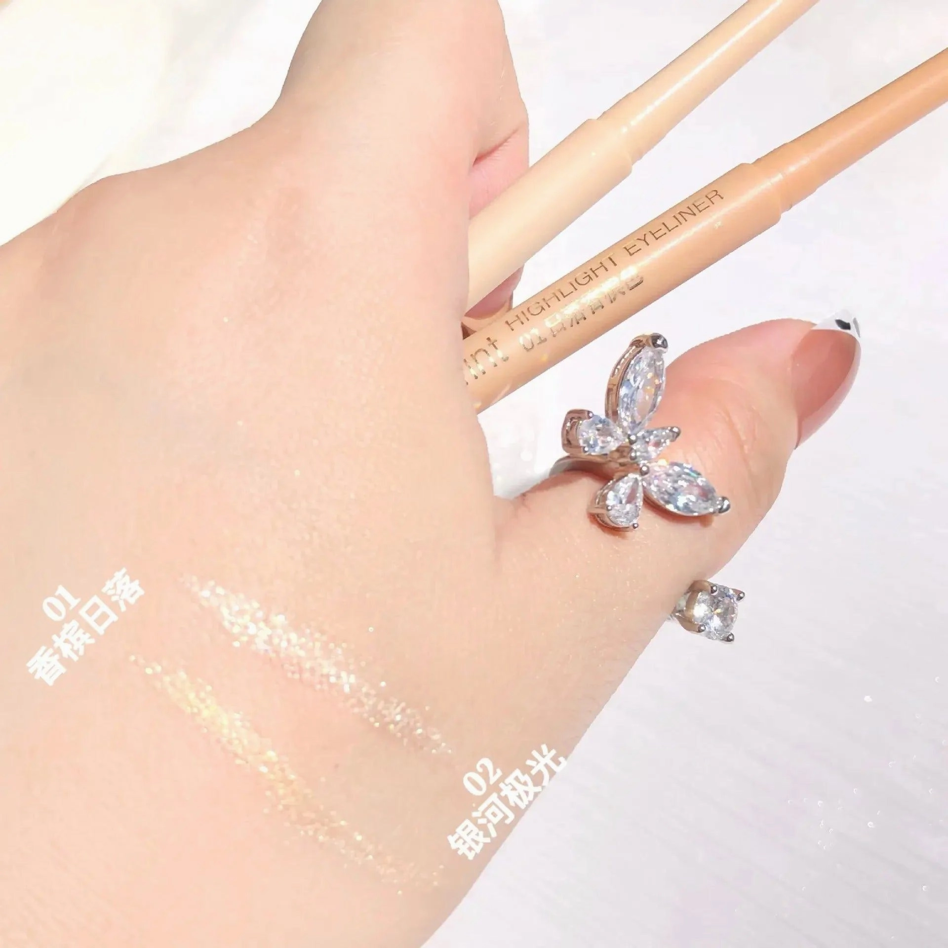 Diamond Glitter Eyeshadow Liner Pencil Eye Makeup Highlighter Waterproof Matte Pink Silkworm Champagne Gold Eyeliner Pen
