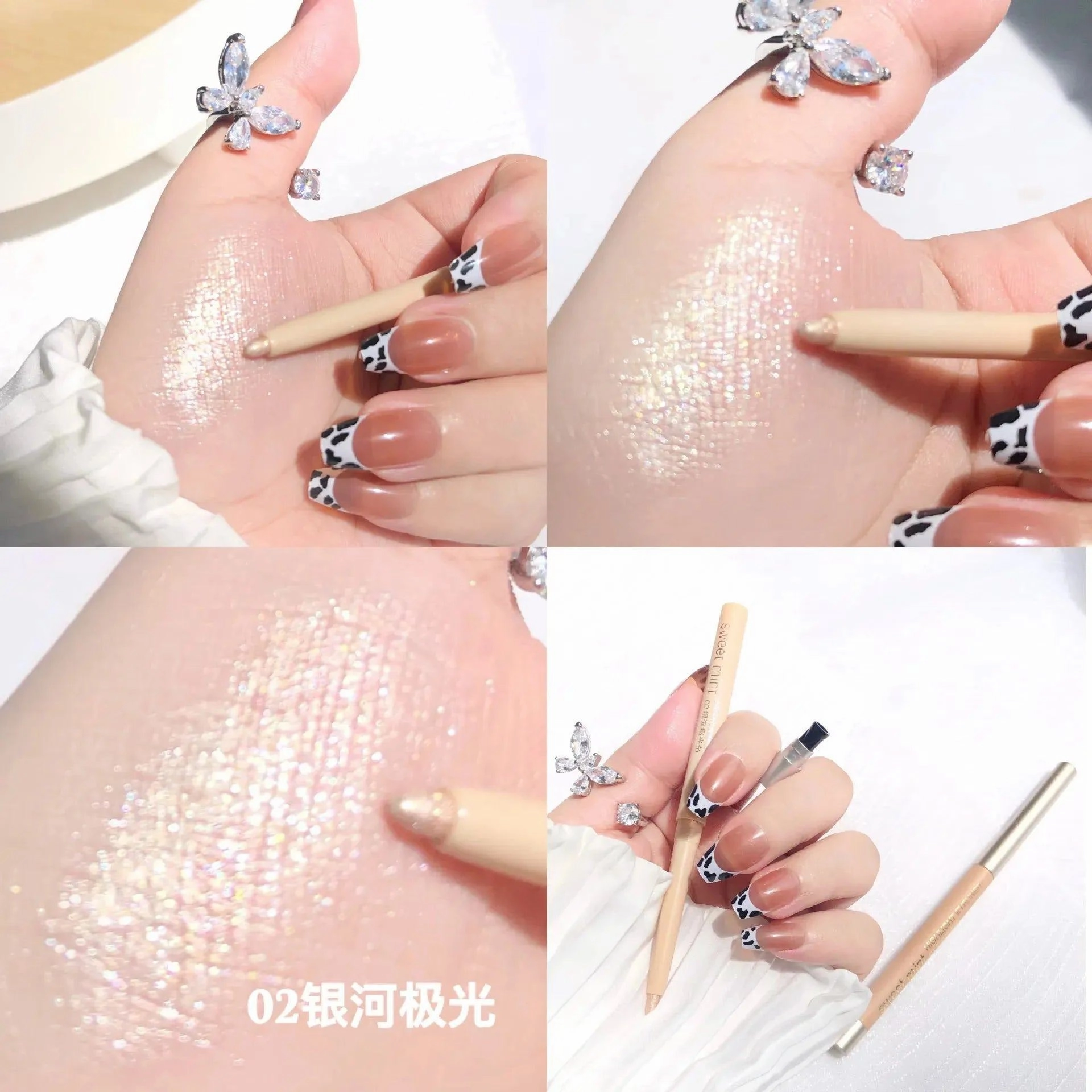 Diamond Glitter Eyeshadow Liner Pencil Eye Makeup Highlighter Waterproof Matte Pink Silkworm Champagne Gold Eyeliner Pen