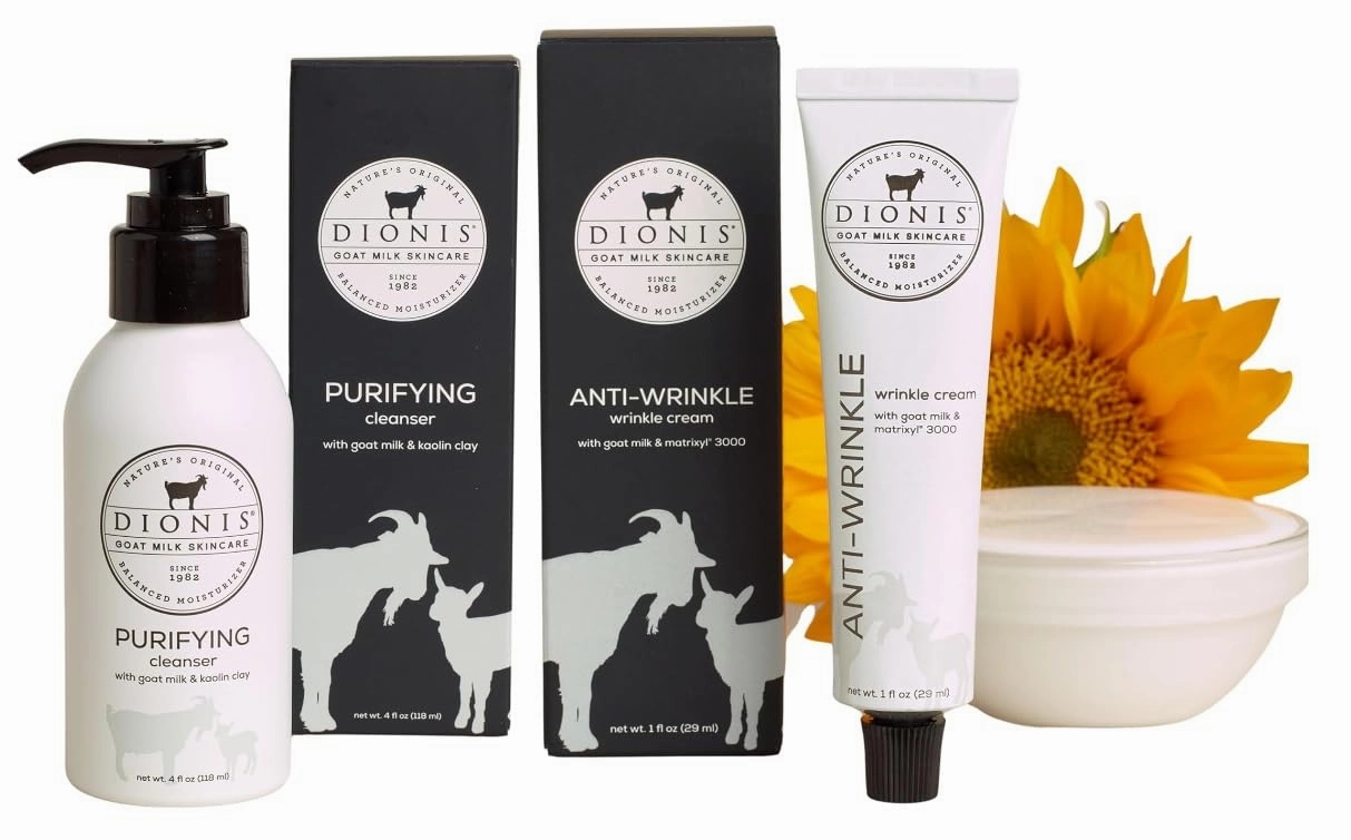 Dionis Goat Milk Skincare 4 fl oz Purifying Cleanser   1 fl oz Anti-Wrinkle Cream