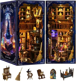 DIY Book Nook Kits, Wooden Miniature Bookshelf Scenes with LED Lights, Magic - Themed Building Sets for Adults & Teens, Ideal Creative Puzzle Gifts