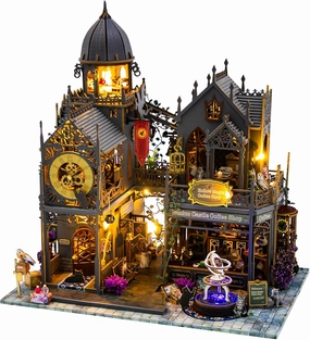 DIY Miniature House Kit, Doll House Kits for Adults to Build, Creative Birthday/Christmas Day Gift for Family and Friends, Magic Castle Prefab Tiny House kit(Huoluo Castle)