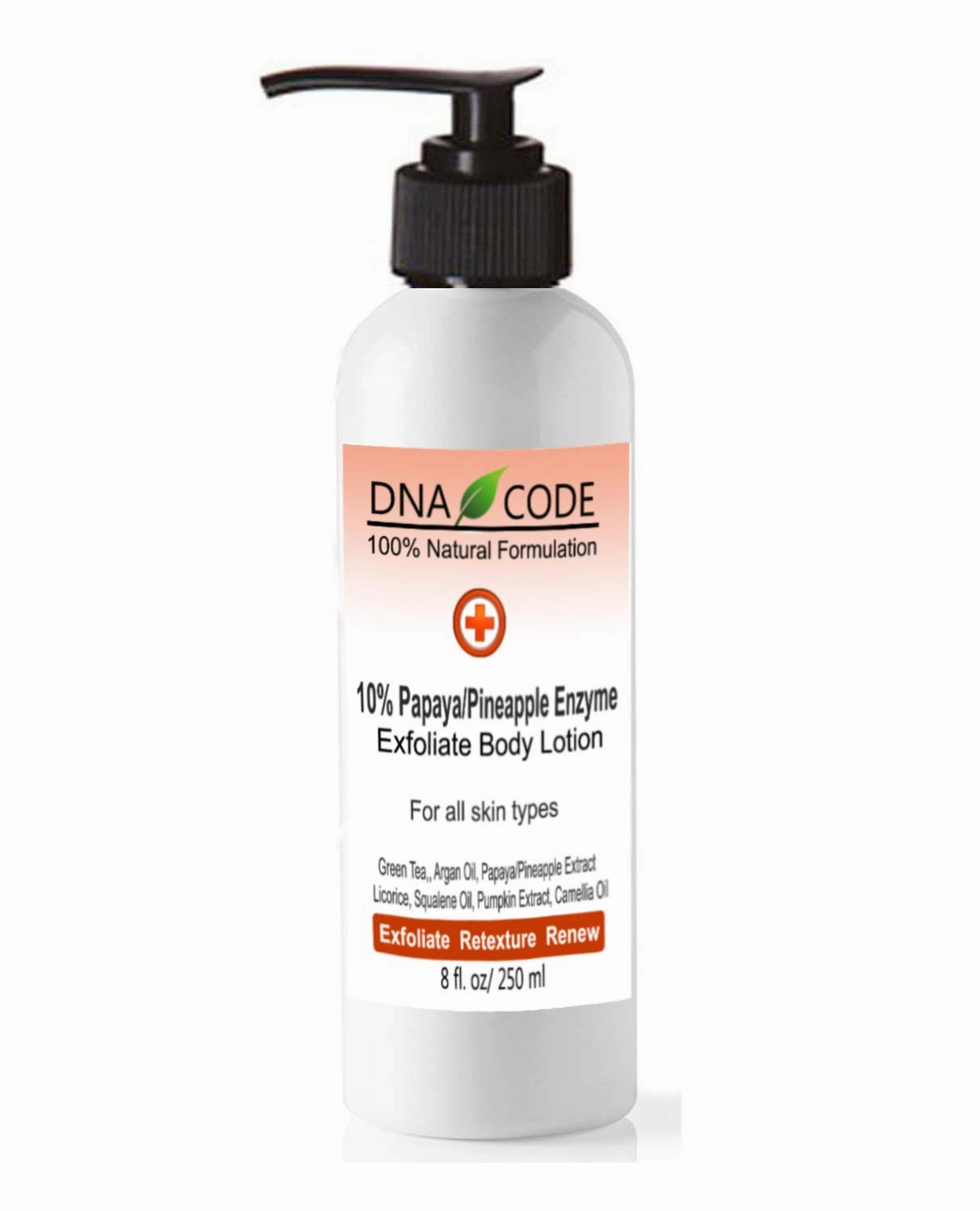 DNA Code-10% Papaya Pineapple Enzyme Clear Skin Body Lotion w/Argireline, Hyluronic Acid, Glycolic Acid, Vit. C, E, CoQ10