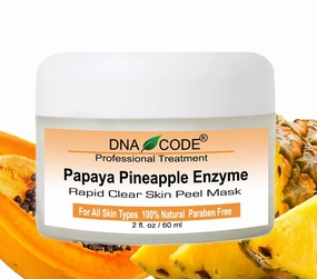 DNA Code-20% Papaya Pineapple Glycolic Enzyme Clear Skin Mask Peel w/Argireline, Hyluronic Acid, Glycolic Acid, Vit. C, E, CoQ10.
