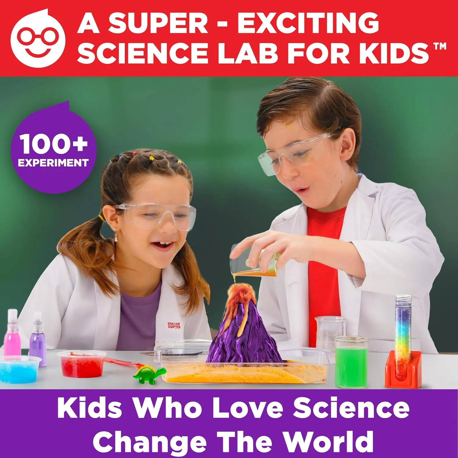 Doctor Jupiter Super Science Kit for Kids Ages 8-9-10-11-12-13-14 | Birthday Gift Ideas for Boys & Girls 8  Years Old | STEM Toy with 100  Experiments & Geyser Tube | Learning & Educational Kits