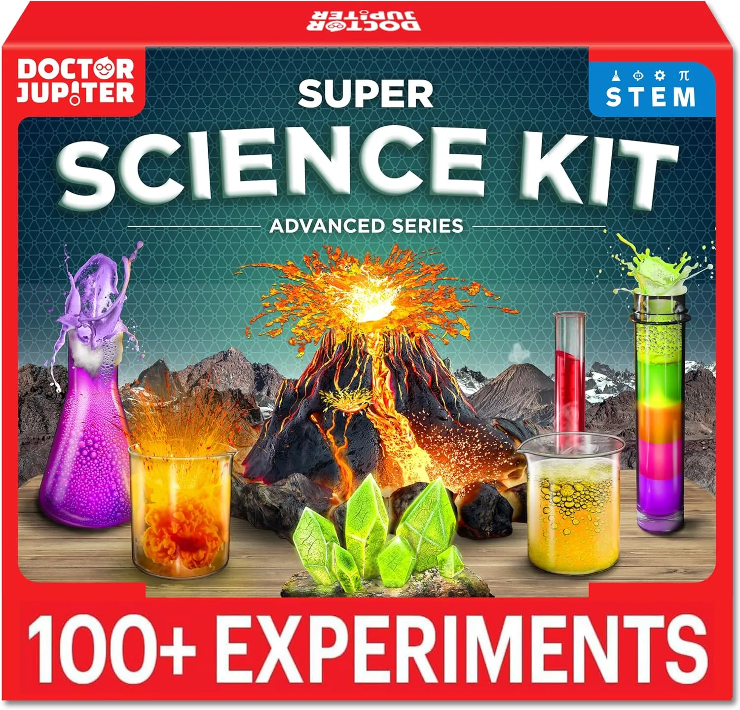 Doctor Jupiter Super Science Kit for Kids Ages 8-9-10-11-12-13-14 | Birthday Gift Ideas for Boys & Girls 8  Years Old | STEM Toy with 100  Experiments & Geyser Tube | Learning & Educational Kits