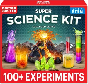 Doctor Jupiter Super Science Kit for Kids Ages 8-9-10-11-12-13-14 | Birthday Gift Ideas for Boys & Girls 8  Years Old | STEM Toy with 100  Experiments & Geyser Tube | Learning & Educational Kits