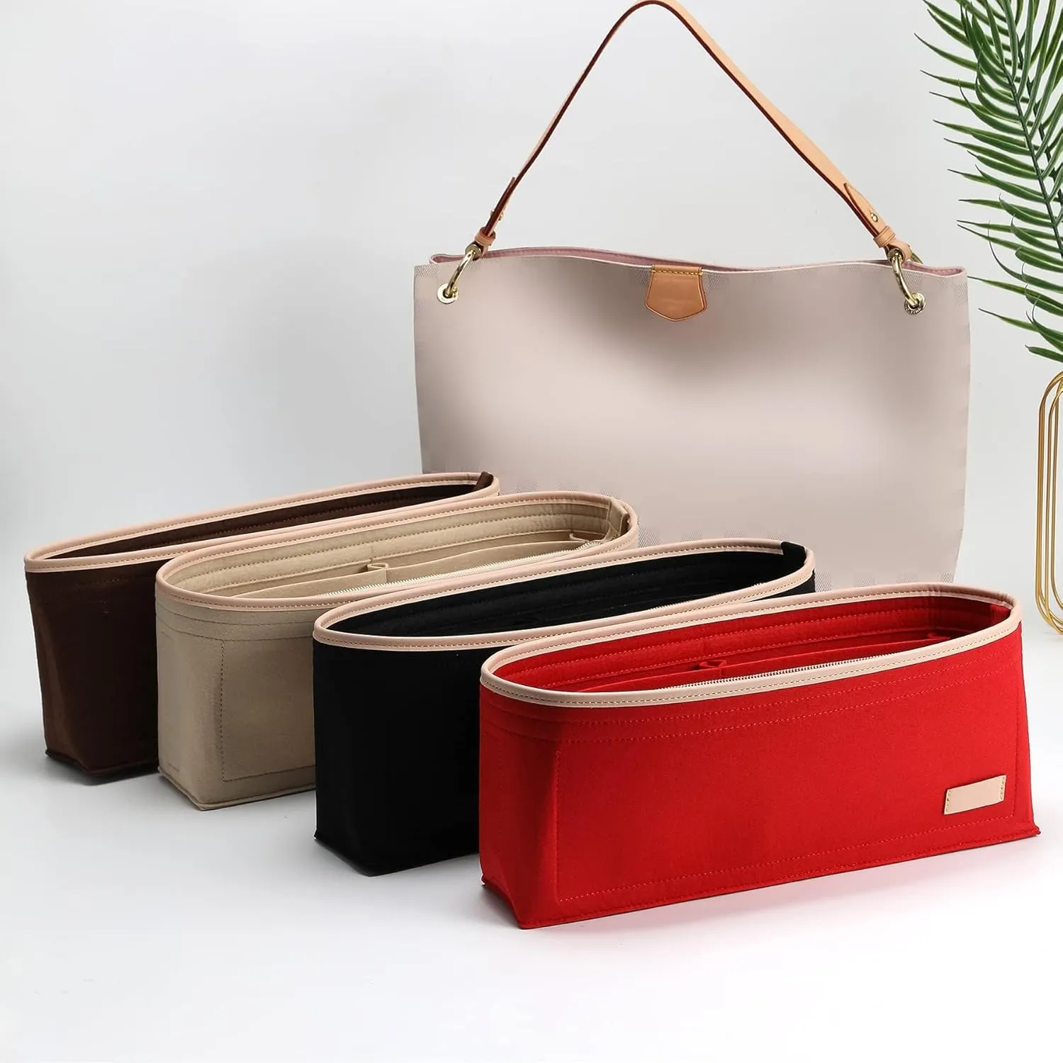 Doxo Purse Organizer Insert,Felt Handbag & Tote Bag Fit LV Graceful PM(Red,SM)