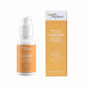Earth Rhythm 20% Vitamin C Serum for Glowing & Clear skin with Hyaluronic & Salicylic Acid| Hydrates Moisturizes & Brightens | Suitable for Oily Sensitive & Acne Prone Skin| Men & Women - 30ml