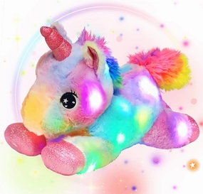 Easfan LED Unicorn Plush Light-up Stuffed Animal with Colorful Night Lights Glow in The Dark Birthday Festival for Kids Toddlers Girls Rainbow,10”