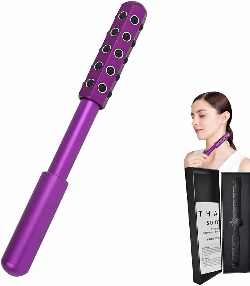 Elarique Glow Sculpting - Beauty Roller, Germanium Stone Face Sculpting Tool, Facelift Pro Roller, Massage Face Tool, Portable Cooling & Sculpting, Ergonomic Handle(Purple)