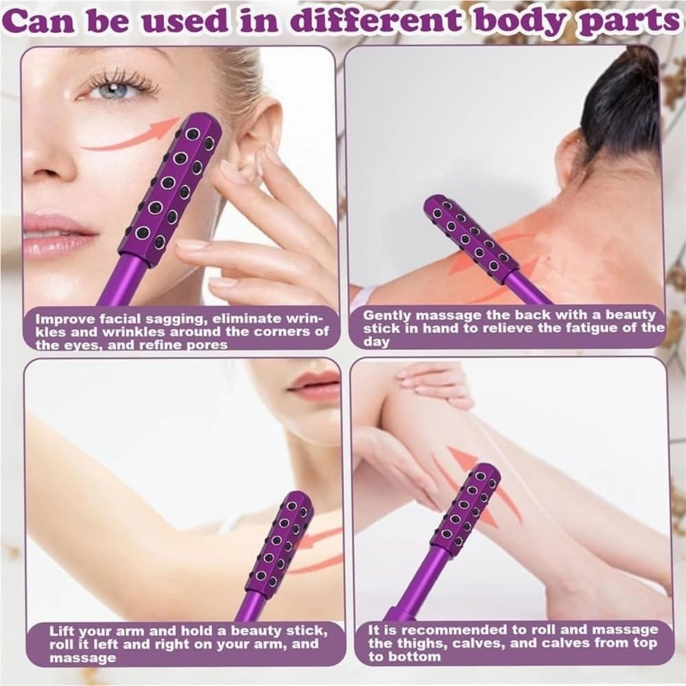Elarique Glow Sculpting - Beauty Roller, Germanium Stone Face Sculpting Tool, Facelift Pro Roller, Massage Face Tool, Portable Cooling & Sculpting, Ergonomic Handle(Purple)