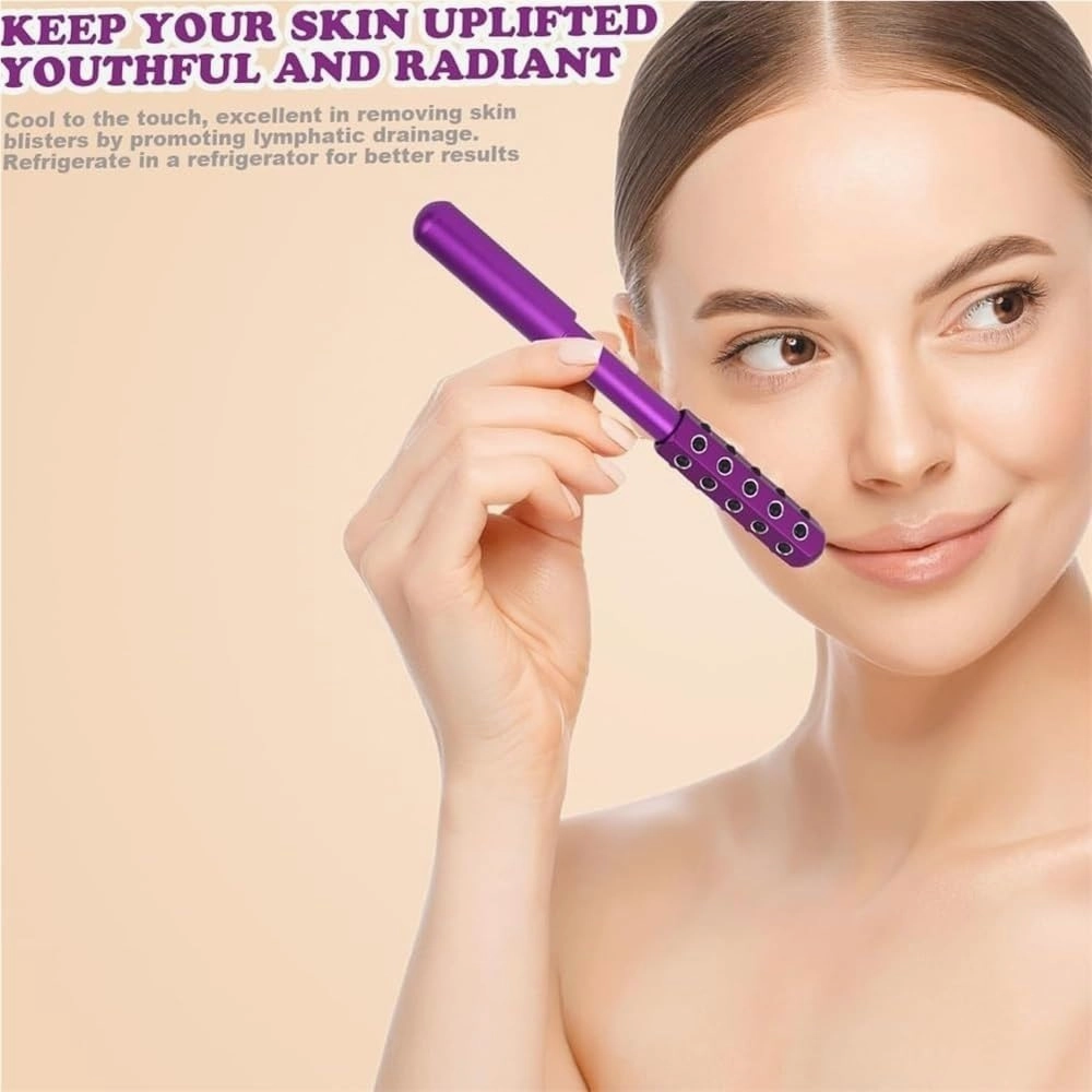 Elarique Glow Sculpting - Beauty Roller, Germanium Stone Face Sculpting Tool, Facelift Pro Roller, Massage Face Tool, Portable Cooling & Sculpting, Ergonomic Handle(Purple)