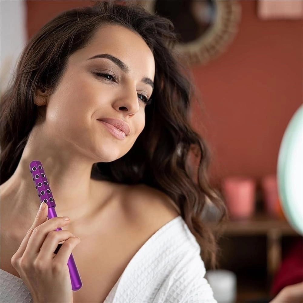 Elarique Glow Sculpting - Beauty Roller, Germanium Stone Face Sculpting Tool, Facelift Pro Roller, Massage Face Tool, Portable Cooling & Sculpting, Ergonomic Handle(Purple)