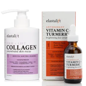 Elastalift Collagen Firming Body Lotion   Vitamin C Brightening Facial Serum Set