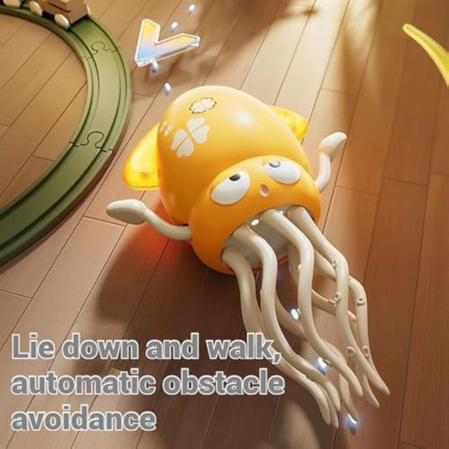 Electric Automatic Obstacle Avoidance Octopus, Crazy 8-Leg Action Octopus with Cute Glowing Pendant Auto-Avoid Crawling Dancing with LED Music, Interactive Auto-Dance Octopus (Pink Basic Model)