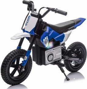 Electric Motorcycle for Kids 3-8, 24V Dirt Bike with 200W Hub Motor & Adjustable Speed (3.1-9.3MPH), LED Lights, Rear Shock Absorber, Lightweight 40.8lbs Ride-On Bike (Blue)