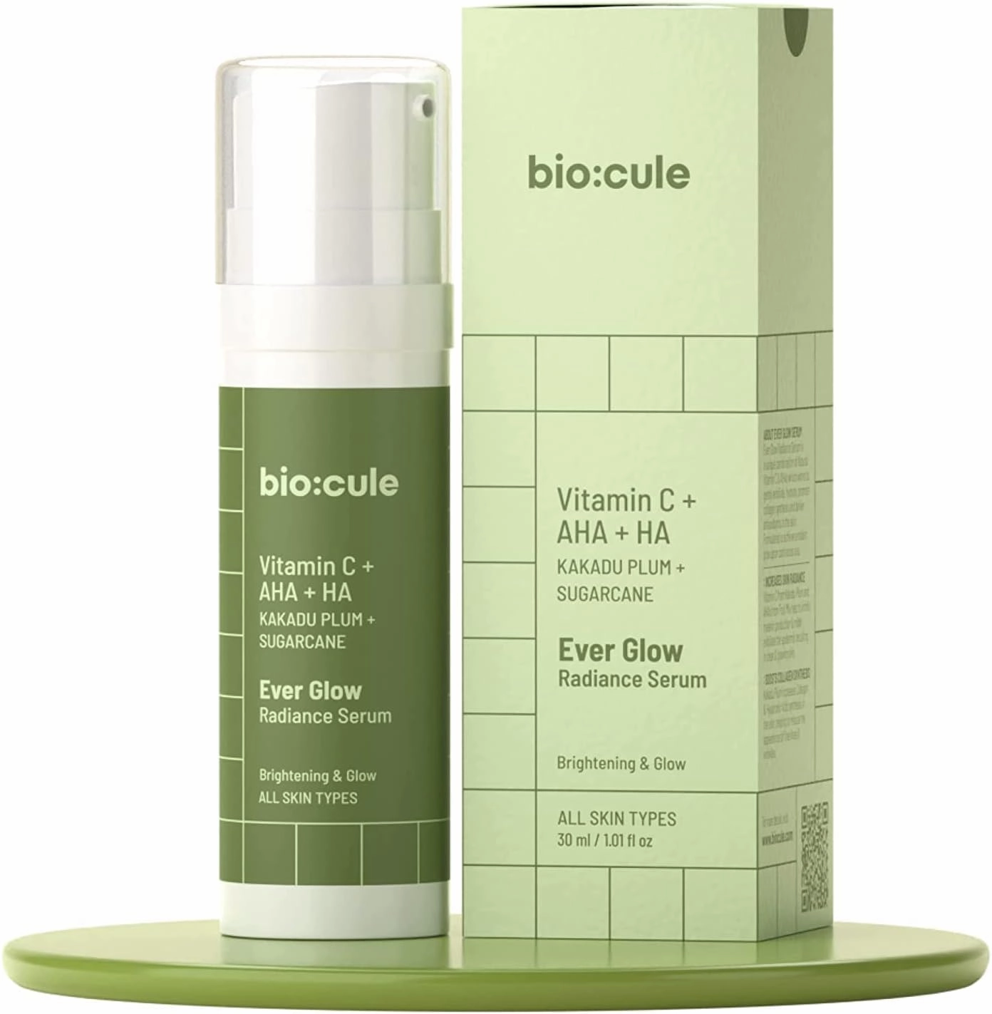 Ever Glow Radiance Serum, Vitamin C Face Serum for Glowing Skin with Glycolic Acid from Kakadu Plum & Sugarcane, Skin Brightening & Glow, Oil Free Vitamin C Serum for All Skin Types, 30ml