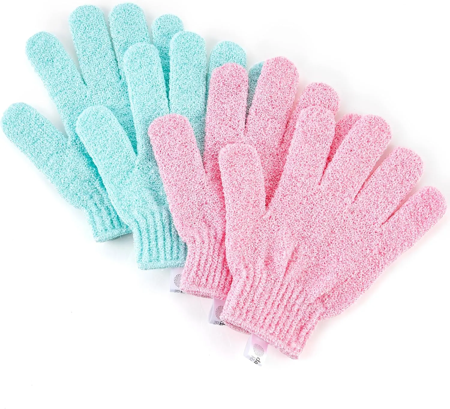 Exfoliating Glove, Exfoliation Mitt, Exfoliating Gloves, 4 Pairs, Pink&Green