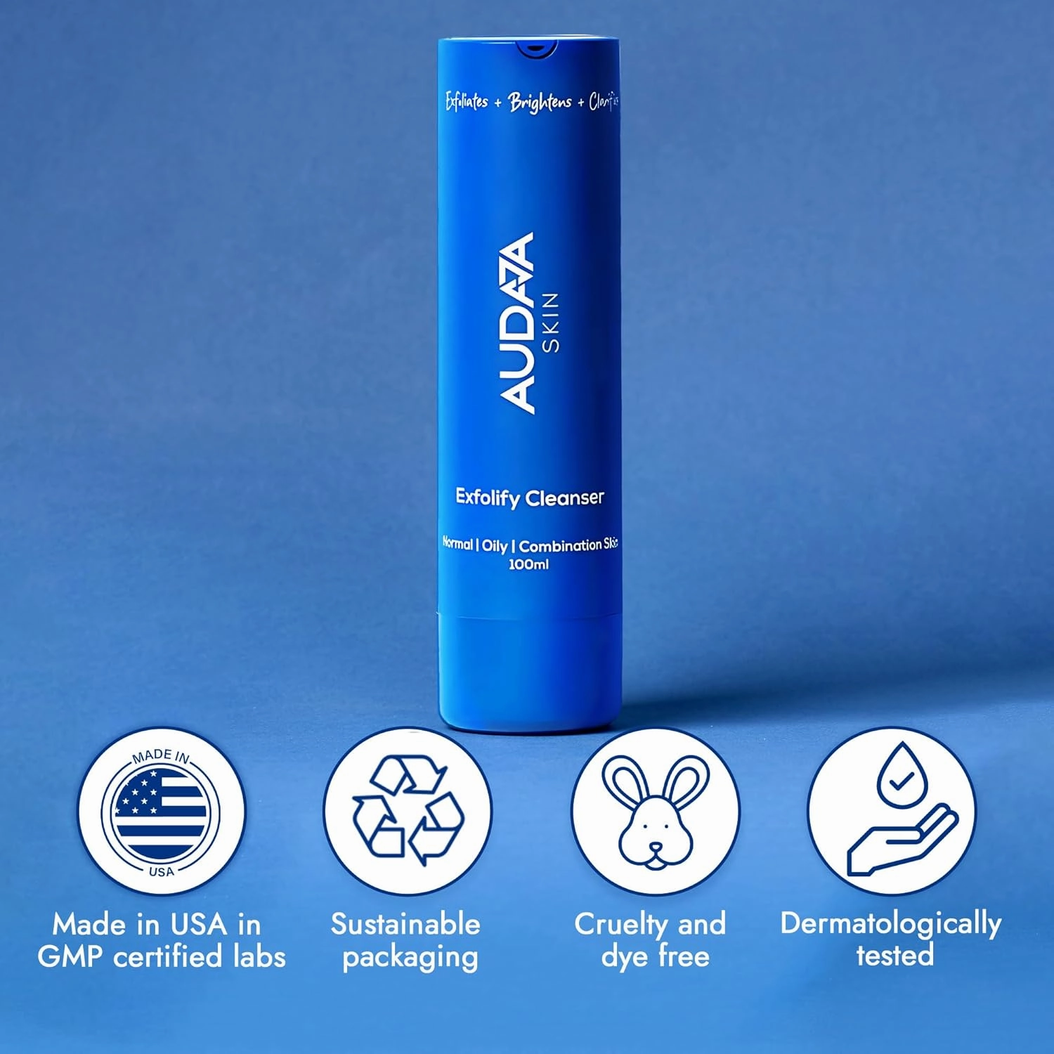 Exfolify Glycolic Acid Face Wash – 7% Glycolic   2% Salicylic Acid Cleanser for Face – Exfoliating Anti-Aging Facial Wash for Women & Men – Acne, Wrinkles & Dark Spots – 100ml