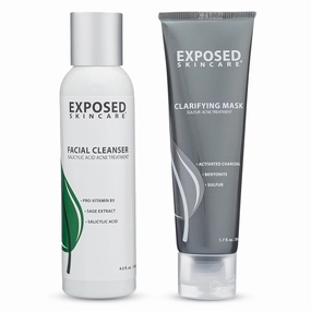 Exposed Skin Care Acne Facial Cleanser   Activated Charcoal Face Mask Bundle for Acne Prone Skin - Pore Clarifying Acne Treatment for All Ages, Skin Types