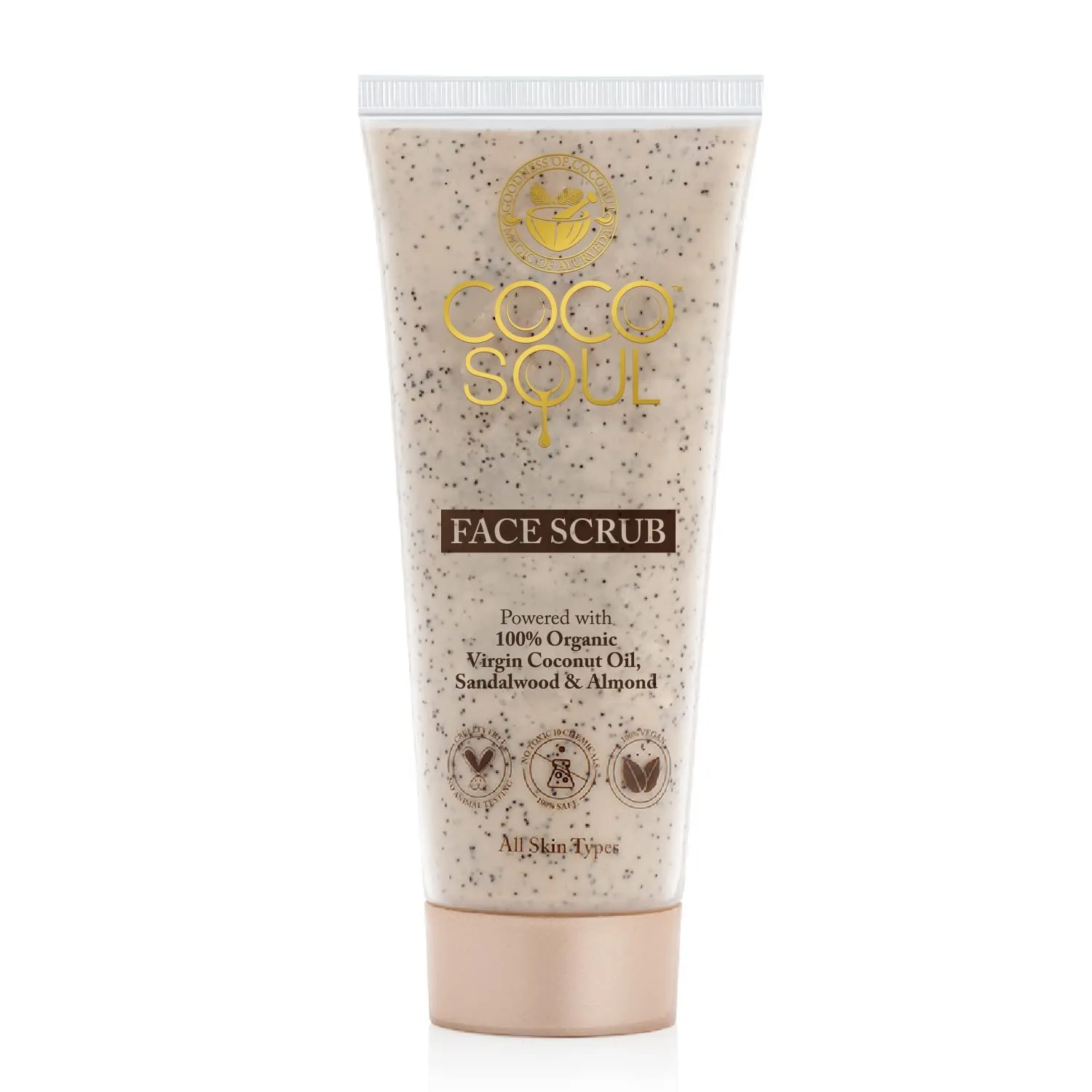 Face Scrub with Coconut & Ayurveda |Gentle Exfoliation | Deep Pore Cleansing | Revitalizing & Tan Reduce | Silicones, Mineral Oil, Paraben & Sulphate Free | Vegan | 100g